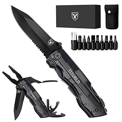 Pocket Knife Multitool, Gifts for Men Dad Him, Christmas Stocking Stuffers for Men, Birthday Gifts Ideas, Unique Camping Hunting Fishing Tools Gift for Husband Boyfriend, Cool EDC Hiking Folding Knife