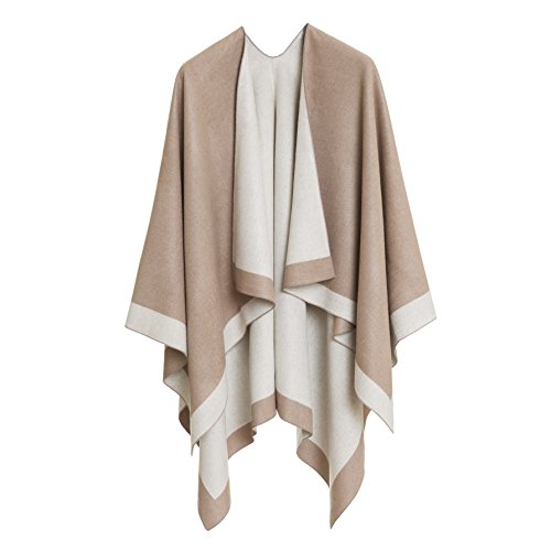 MELIFLUOS DESIGNED IN SPAIN Women's Shawl Wrap Poncho Ruana Cape Cardigan Sweater Open Front for Fall Winter Spring (PC01-15)