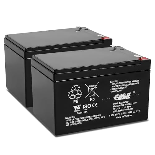 Casil 2 Pack CA12120 12v 12ah Battery with F2 Terminal, Sealed Lead Acid Battery 12v 12ah Deep Cycle AGM Scooter Battery for Ride on Toys and Power Wheels