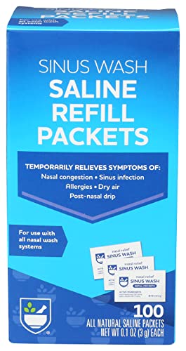 Rite Aid Sinus Wash Refill Kit, Individually Wrapped Saline Packets - 100 Count | Nasal/Allergy Relief Saline Solution for Neti Pots | Nasal Rinse
