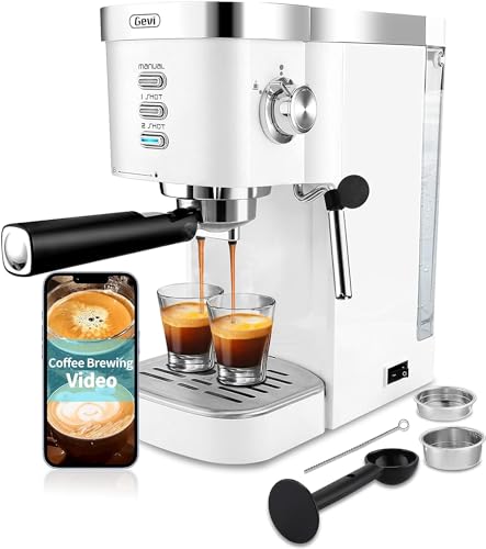 Gevi Espresso Machine, Espresso Maker with Milk Frother Steam Wand, Compact Espresso Super Automatic Espresso Machines for home with 34oz Removable Water Tank for Cappuccino, Latte