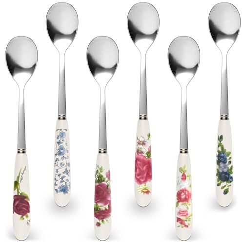 6 Pcs Coffee Spoons Stainless Steel - Tea Spoons for Tea Party Set Small Spoons for Tea Cups Cute Spoons Small Teaspoons Espresso Spoons for Hot Tea - Dessert Spoons Small Spoon Set Tea Party Spoons