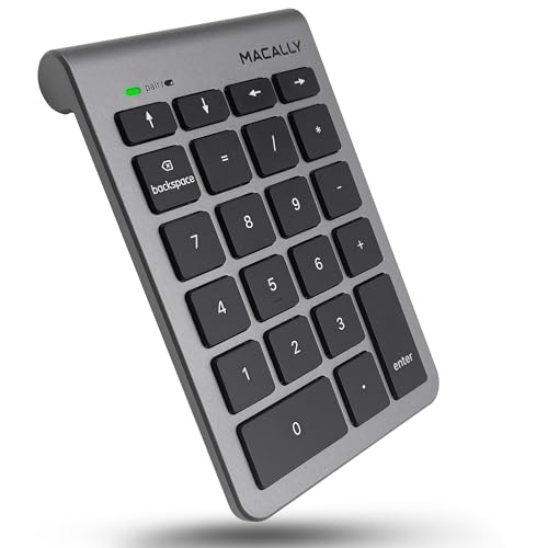 Macally Bluetooth Number Pad for Laptop - Wireless Numeric Keypad - 35-Key Numeric Keypad for Data Entry, Numpad Compatible with MacBook, iPad, iPhone, iOS, Laptop, Windows, Android