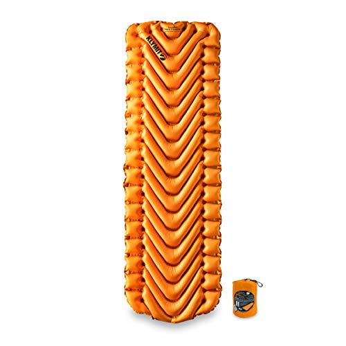 Klymit Insulated Static V Lite Inflatable Sleeping Pad for Camping, Lightweight Hiking and Backpacking Air Bed For Cold Weather, 2.5 Inch Thick, Orange