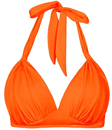 Women's Retro 50s Plaid Pattern Polka Dot Halter Molded Soft Pads Vintage Bikini Swimsuits Tops