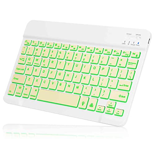 UX030 Lightweight Ergonomic Keyboard with Background RGB Light, Multi Device Slim Rechargeable Keyboard Bluetooth 5.1 and 2.4GHz Stable Connection Keyboard Compatible with Dell Vostro 5402 Laptop