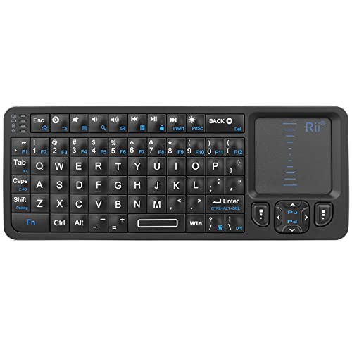 Rii K06 Mini Bluetooth Keyboard,Backlit 2.4GHz Wireless Keyboard with IR Learning, Portable Lightweight with Touchpad Compatible with Android TV Box/Mac/Windows/HTPC (Bluetooth and 2.4G Version)