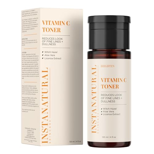 InstaNatural Vitamin C Face Toner, Brightens, Balances pH and Reduces Signs of Aging, Fine Lines and Wrinkles, with Witch Hazel, Lavender and Geranium Oils, 4 Fl Oz