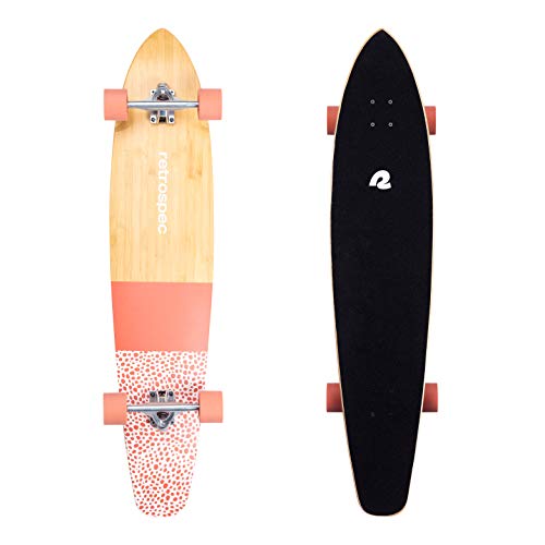 Retrospec Zed Longboard Skateboard Complete Cruiser | Bamboo & Canadian Maple Wood Cruiser w/Reverse Kingpin Trucks for Commuting, Cruising, Carving & Downhill Riding