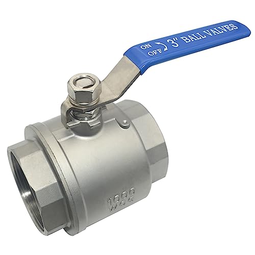 DAN SPEED 3' NPT Female 316 Stainless Steel Full Port Ball Valve Vinyl Handle WOG1000 (3 inch)