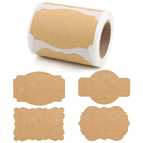 SallyFashion 3x2inch Kraft Paper Gift Tags 200 PCS Blank Label Stickers for Holiday Glass Bottle Present Supplies