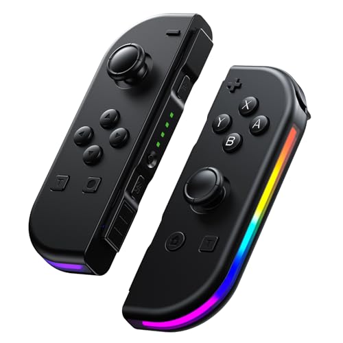 Rotacess Controllers for Nintendo Switch, Replacement for Switch Controller with RGB LED, Adjustable Turbo & Vibration, Motion Control/Wake-Up/Screenshot
