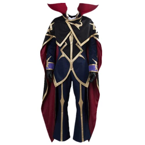ECMRAD Code Geass Cosplay Lelouch of The Resurrection Zero Cosplay Costume Cloak Uniform Suit Adult Halloween Carnival Costume (Female, M)