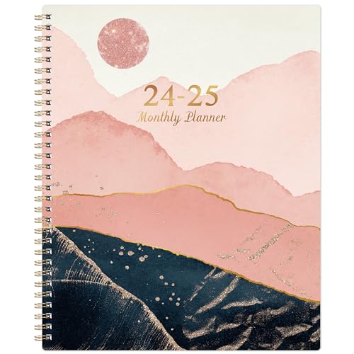 2024-2025 Monthly Planner/Calendar - Jan. 2024-Dec. 2025, 2024-2025 Monthly Planner, 9' × 11', Two-Year Monthly Planner with Flexible Cover, Monthly Tabs, Pockets, Thick Paper - Pink