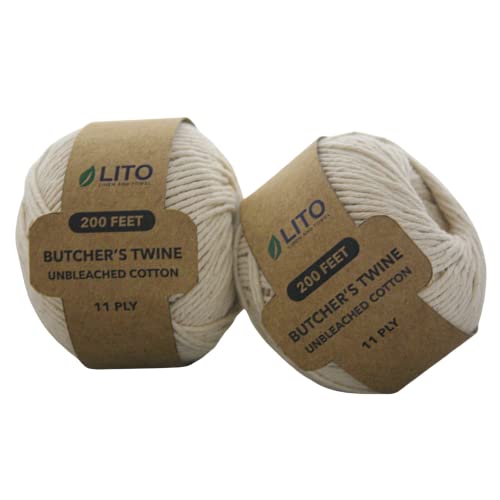 Twine String|Wrapping Bakers Cooking Craft| Butchers Kitchen Twine|Wired Heavy Natural Cotton |Festival Thread Hanging DIY Garden Decor (11 PLY- 200 FEET- Pack of 2)