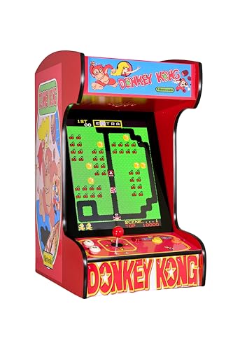 Doc and Pies Arcade Factory Classic Home Arcade Machine - 60 Retro Games - Tabletop and Bartop - Full Size LCD Screen, Buttons and Joystick (Red)