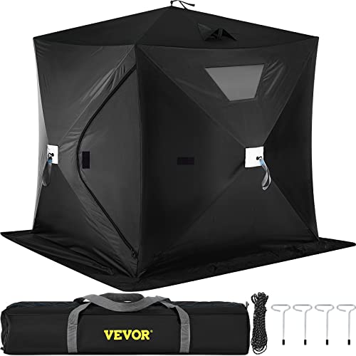 VEVOR 2-3/8 Person Ice Fishing Shelter Tent, 300D Oxford Fabric Portable Ice Shelter with Pop-up Pull Design, Strong Waterproof and Windproof Ice Fish Shelter for Outdoor Fishing
