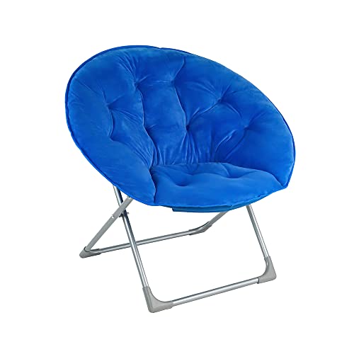 Amazon Basics Faux Fur Saucer Shaped Chair with Foldable Metal Frame, Blue, 32.3'D x 27.2'W x 32.3'H