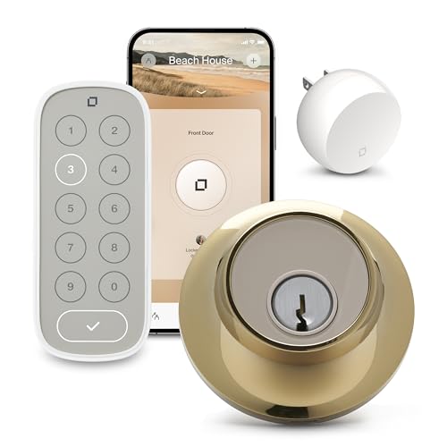 Level Lock Connect WiFi Smart Lock & Keypad for Keyless Entry - Control Remotely from Anywhere - Weatherproof - Works with iOS, Android, Amazon Alexa, Google Home (Polished Brass)