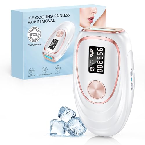 Laser Hair Removal with Cooling, at-Home IPL Hair Removal for Women Men, Upgraded to 999,900 Flashes Permanent Hair Removal Device on Facial Legs Arms Bikini Line
