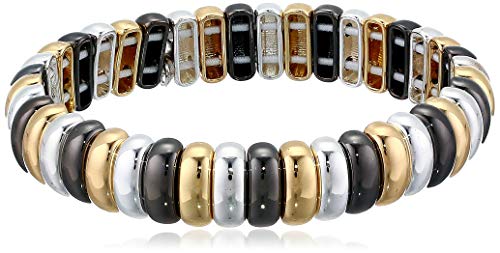 Nine West Women's Sillvertone, Goldtone and Hematite Stretch Bracelet