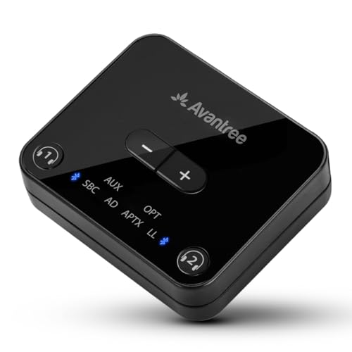 Avantree Audikast 2 - Bluetooth 5.3 Audio Transmitter for TV with Boosted Optical Volumes, aptX-Low Latency & Adaptive, Qualcomm Chipset, Extended 100ft Range, and Dual Link