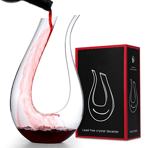 VASFFG Wine Decanter,Hand-Blown Crystal Glass Wine Carafe,Lead-free Crystal Glass Wine Gift Set Accessories 1500ML