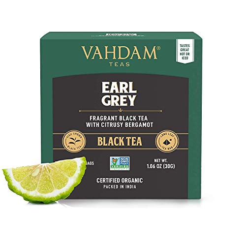 VAHDAM, Earl Grey Black Tea Bags (30 Count) High Caffeine, Non-GMO, Gluten-Free | Citrusy Earl Grey Tea Leaves w/pure Bergamot Oil | Individually Wrapped Pyramid Tea Bags | Direct from Souce