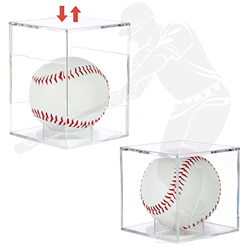 Baseball Case Display Case, 2 Pack Baseball Holder UV Resistant, Prevents UV Rays from Changing The Ball or Autograph Color, Fits Official Size Ball