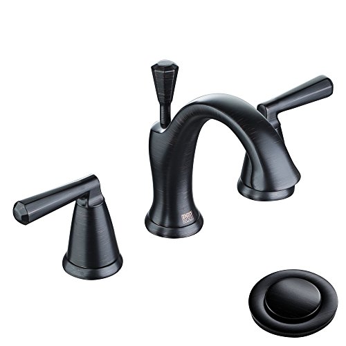 ENZO RODI 8 inch Bathroom Faucets Widespread Oil Rubbed Bronze, Two-Handle Bath Vanity Sink Faucet, for 3-Holes Wide Spread Set, with Metal Lift Pop-up Drain Assembly, Transitional Mid-Arc Spout