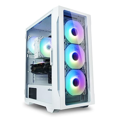 Zalman i3 NEO TG ATX Mid Tower Computer PC Case - 4 x 120mm Infinity Mirror ARGB Fans - Tempered Glass Front & Side Panel, White