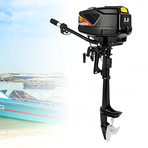 KinHall 48V Outboard Moto Fishing Boat Engine,1200W Outboard Motor Short Shaft Motor, 5.0HP Strut Heavy Duty Outboard Motor For Inflatable Fishing Boat Small Yacht Canoe Outboard Motor