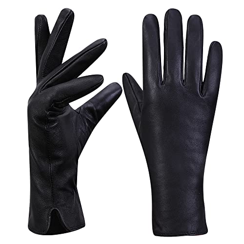 MGGM collection Womens Nappa Lambskin Leather Gloves(100% Wool/Cashmere Lining)