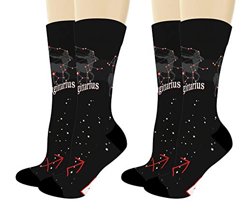 ThisWear Sagittarius Zodiac Set Zodiac Signs Socks Sagittarius Horoscope Gifts 2-Pairs Novelty Crew Socks