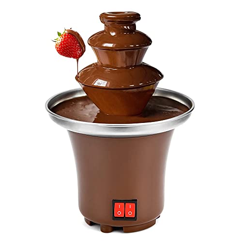 Decdeal Chocolate Fondue Fountain, Three Layer Household Chocolate Fountain, Chocolate Melt Fondue, Chocolate Machine, US 110V