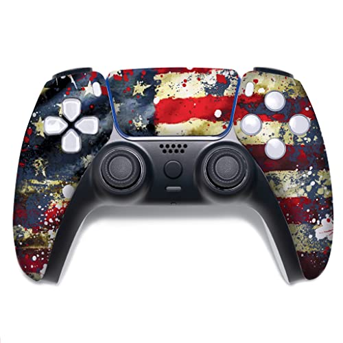 BABY CUDDLE BOX Tattered Flag Custom PS-5 Controller Wireless compatible with Play-Station 5 Console by BCB Controllers | Proudly Customized in USA with Permanent HYDRO-DIP Printing (NOT JUST A SKIN)