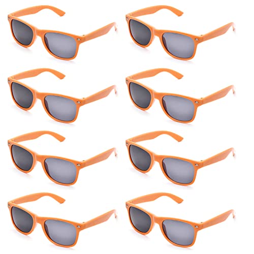 8 Pack Orange Square Adult / Teens Party Sunglasses Bulk Wholesale