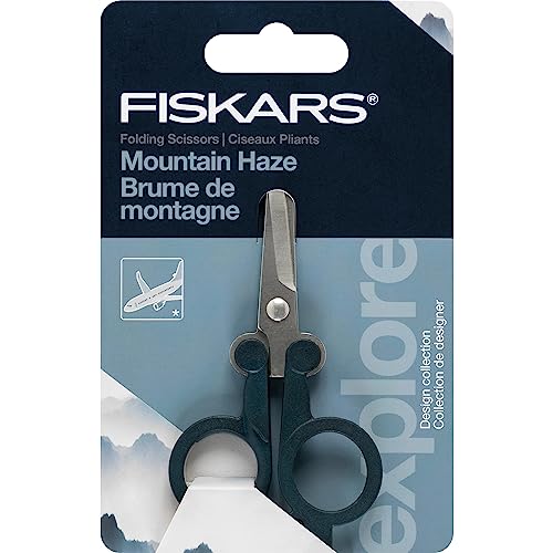 FISKARS Folding Travel Scissors - TSA-Compliant and Portable - Stainless Steel Blades and Blue Handles