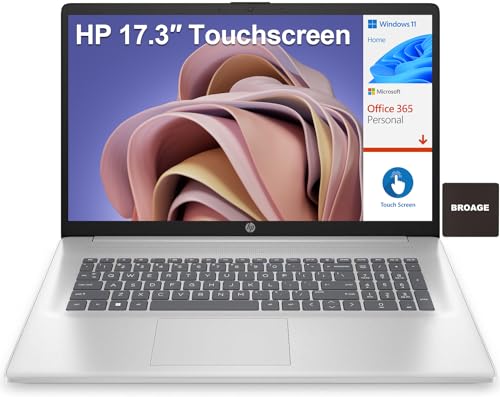 HP 17 17.3' Touchscreen HD+ Laptop Computer, Intel Pentium Silver N5030 up to 3.1GHz, 32GB DDR4 RAM, 1TB PCIe SSD, 802.11AC WiFi, Bluetooth 5.0, 1-Year Office 365, Silver, Windows 11 Home S, BROAG