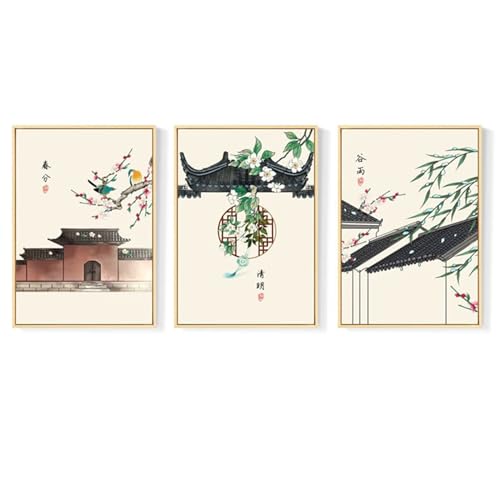 3 Pcs DIY 5D Diamond Painting Kits for Adults Diamond Art Chinese Style Landscape Diamond Painting Full Drill Crystal Rhinestone Embroidery Craft Kits for Home Wall Decor Gifts,24x32 inch x3pcs a219