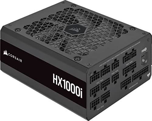 Corsair HX1000i Fully Modular Ultra-Low Noise ATX Power Supply - ATX 3.0 & PCIe 5.0 Compliant - Fluid Dynamic Bearing Fan - CORSAIR iCUE Software Compatible - 80 Plus Platinum Efficiency - Black