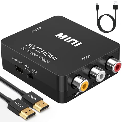 ABLEWE RCA to HDMI,AV to HDMI Converter, 1080P Mini RCA Composite CVBS Video Audio Converter Adapter Supporting PAL/NTSC for TV/PC/ PS3/ STB/Xbox VHS/VCR/Blue-Ray DVD Players