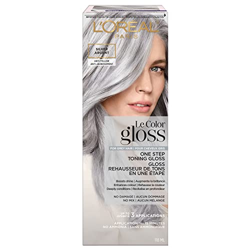 L'Oreal Paris Le Color Gloss One Step In-Shower Toning Hair Gloss, Neutralizes Brass, Conditions & Boosts Shine, Silver, 4 Ounce