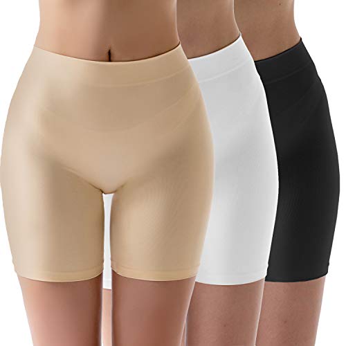 MELERIO Women's Slip Shorts, Comfortable Boyshorts Panties, Anti-chafing Spandex Shorts for Under Dress (3Pcs, 16-18)