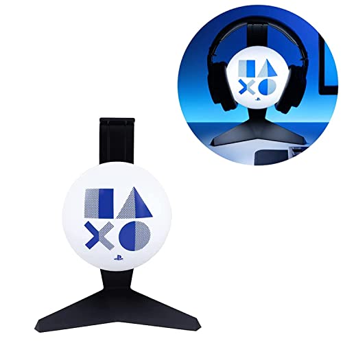 Paladone Playstation Light Up Headphone Stand, Turns On When Headphones are Placed, USB Powered Headset Stand for Gamers, Playstation Gaming Setup Desk Accessories