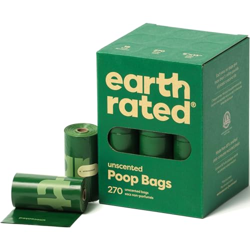Earth Rated Dog Poop Bags - Leak-Proof and Extra-Thick Pet Waste Bags for Big and Small Dogs - Refill Rolls - Unscented - 270 Count
