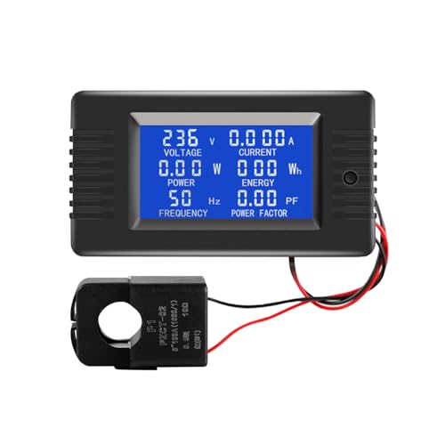 AC Current Voltage Amperage Power Energy Panel Meter LCD Digital Display Ammeter Voltmeter Multimeter with Split Core Current Transformer CT AC 80-260V 100A Multi-Function Power Monitor