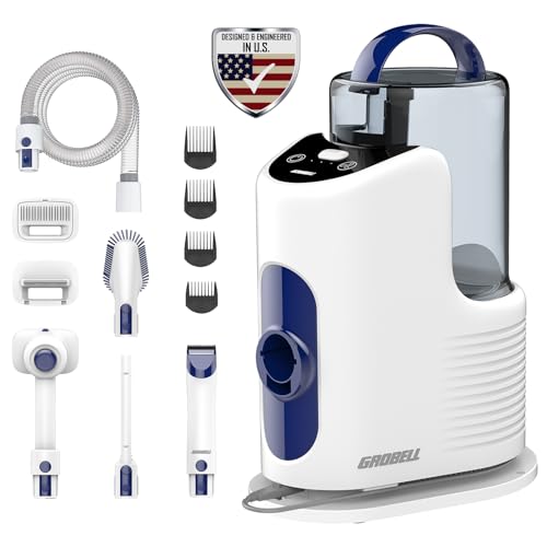 GROBELL Dog Grooming Kit: 2.5L Professional Vacuum Groomer Cat Clippers for Long or Short Matted Fur Shedding Brush & Deshedding Tool Pet Trimmer Set for Trimming Hair on Grooming Table & Hammock