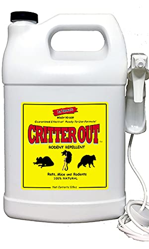 Mouse & Rat Repellent: Peppermint Oil Rodent Repellent, Get Rid of Rats, Mice & Rodents in Your Home & Outside, Protect Engine Wiring, Prevent Nesting, Stops Chewing: Critter Out 1 Gallon Ready to Use