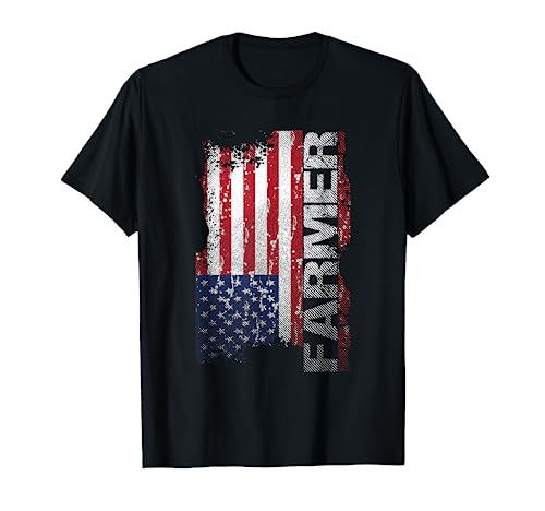 USA Flag Farmer T-Shirt, American Farmers Tee Patriotic Gift